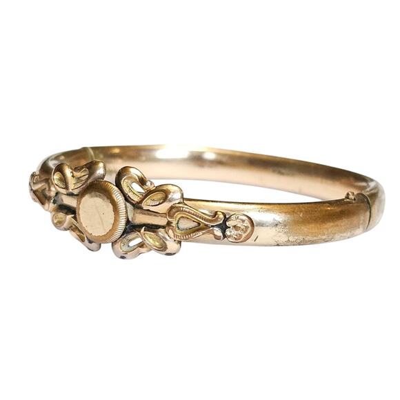 Antique Victorian Gold-Filled Hinged Bangle Bracelet - Picture 2 of 6